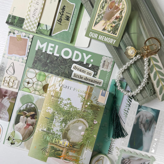 Melody Garden Journaling Set – Sage Green Scrapbooking & Junk Journal Kit