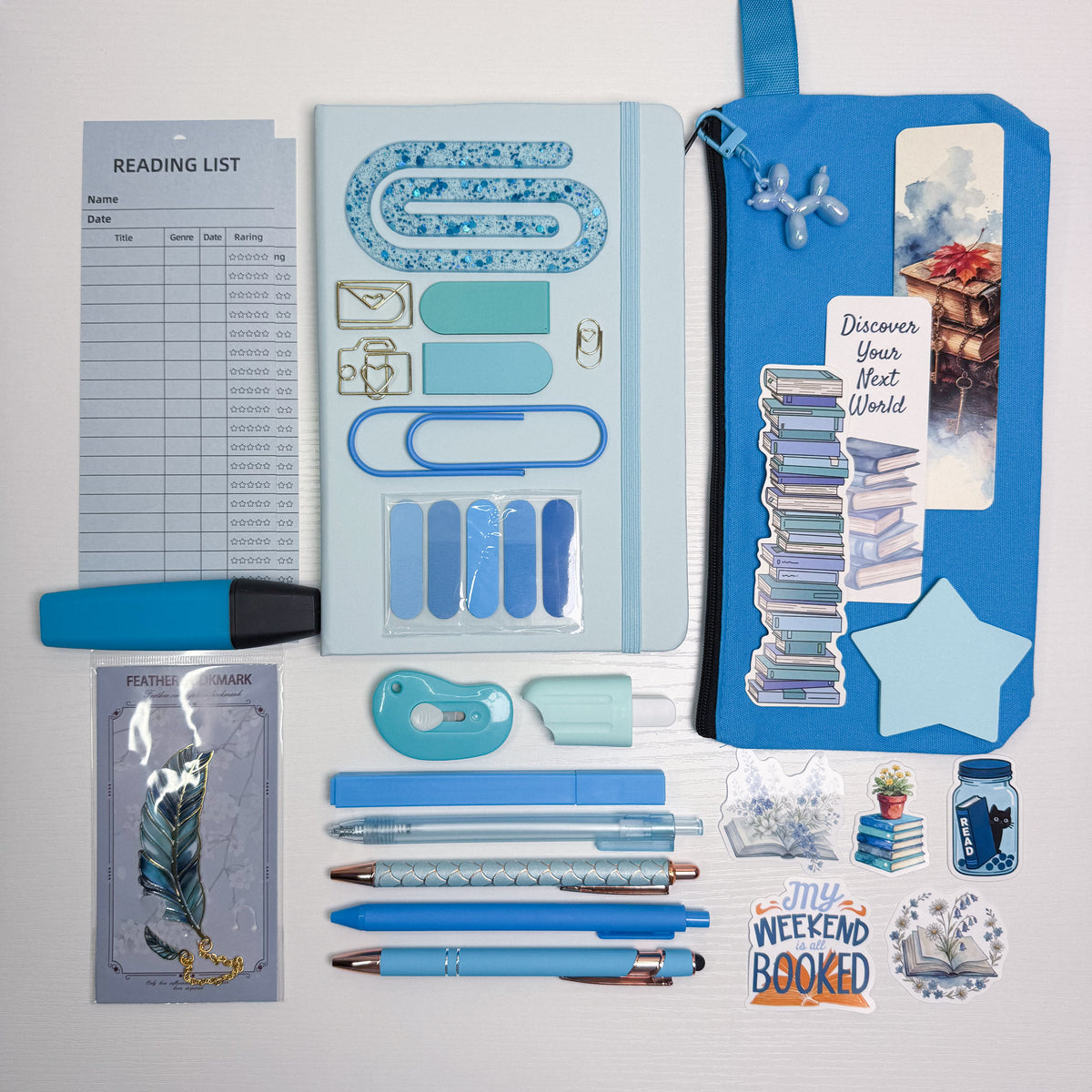 Sky Blue Reader's Stationery Set