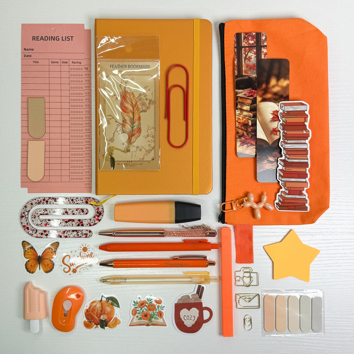 Cozy Orange Reader's Stationery Set